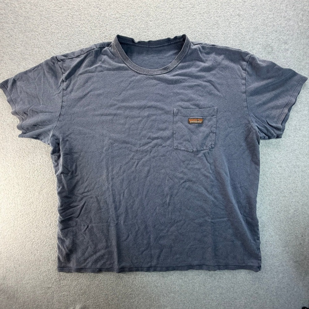 Patagonia Mens Faded Navy Blue Short Sleeve Pocket T-Shirt Logo Patch XXL